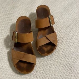 Chocolat Blu Madge Leather Wedges size 7 in natural leather.